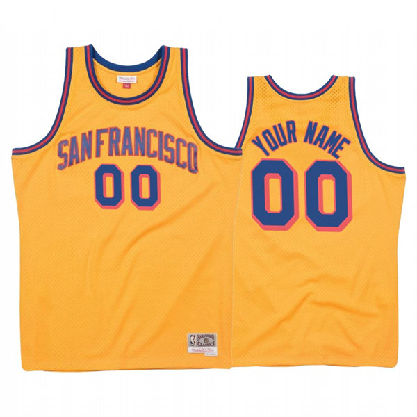 Mens Youth Golden State Warriors Custom Mitchell & Ness Gold 1962-63 Hardwood Classics Jersey
