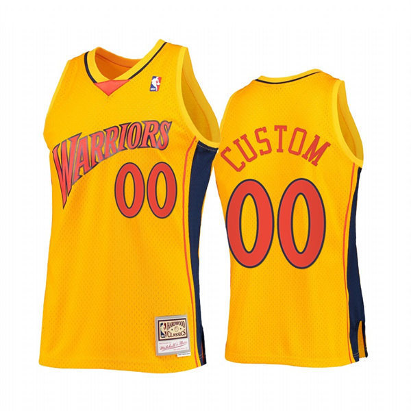 Mens Youth Golden State Warriors Custom Mitchell & Ness Gold Reload 2.0 Classic Limited Jersey