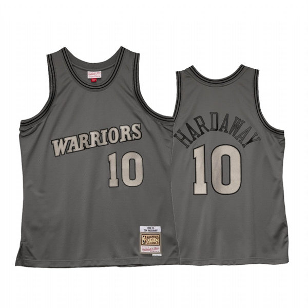 Mens Golden State Warriors Retired Player #10 Tim Hardaway Charcoal Metal Works Jersey