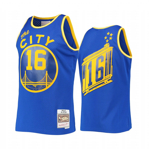 Mens Golden State Warriors Retired Player #16 Al Attles 1966-67 Hardwood Classics Royal Jersey