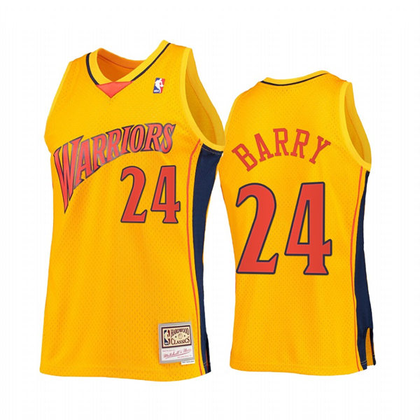 Mens Golden State Warriors Retired Player #24 Rick Barry Gold Reload 2.0 Classic Limited Jersey 