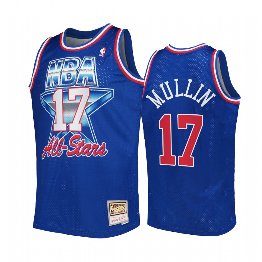 Mens Golden State Warriors Retired Player #17 Chris Mullin 1992 All-Star Western Conference Jersey Blue