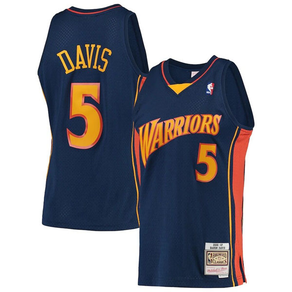 Mens Golden State Warriors Retired Player #5 Baron Davis Navy Mitchell & Ness 2006-07 Hardwood Classics Swingman Jersey