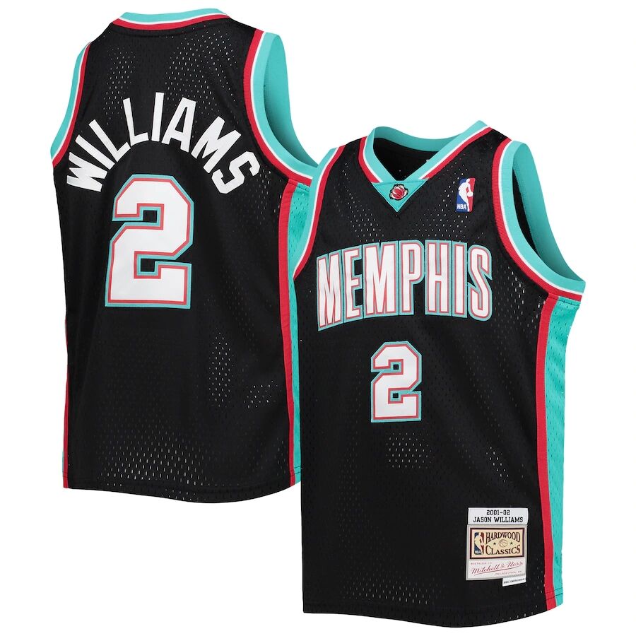 Mens Memphis Grizzlies #2 Jason Williams Mitchell&Ness Black 2001-02 Hardwood Classics Swingman Jersey