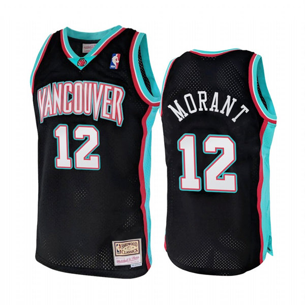 Mens Memphis Grizzlies #12 Ja Morant Vancouver Grizzlies Retro 2001-02 Black Mitchell&Ness Hardwood Classics Jersey