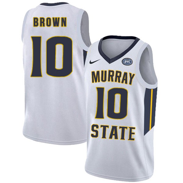 Men's Youth Murray State Racers #10 Tevin Brown College Basketball Game Jersey Nike 2019-20 White