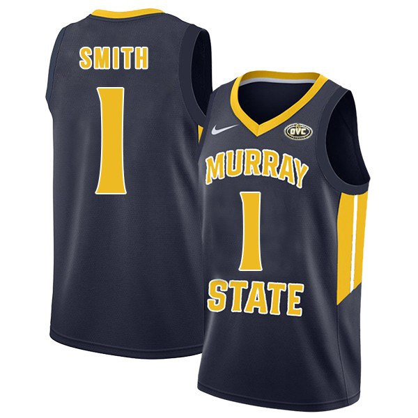 Men's Youth Murray State Racers #1 DaQuan Smith 2019-20 Navy College Basketball Game Jersey 