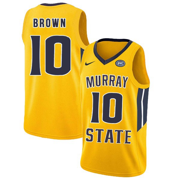Men's Youth Murray State Racers #10 Tevin Brown College Basketball Game Jersey Nike 2019-20 Gold
