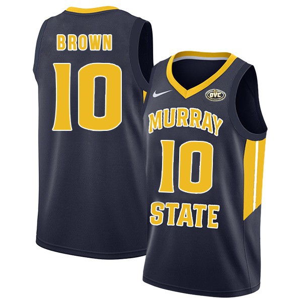 Men's Youth Murray State Racers #10 Tevin Brown 2019-20 Navy College Basketball Game Jersey 