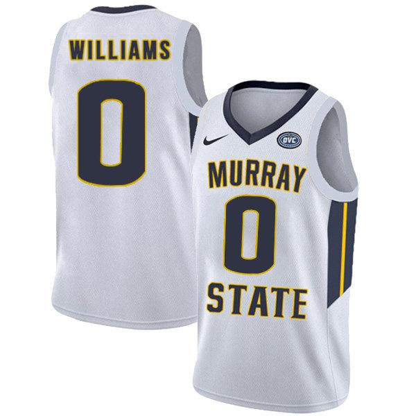 Men's Youth Murray State Racers #0 KJ Williams College Basketball Game Jersey Nike 2019-20 White
