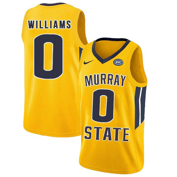 Men's Youth Murray State Racers #0 KJ Williams College Basketball Game Jersey Nike 2019-20 Gold