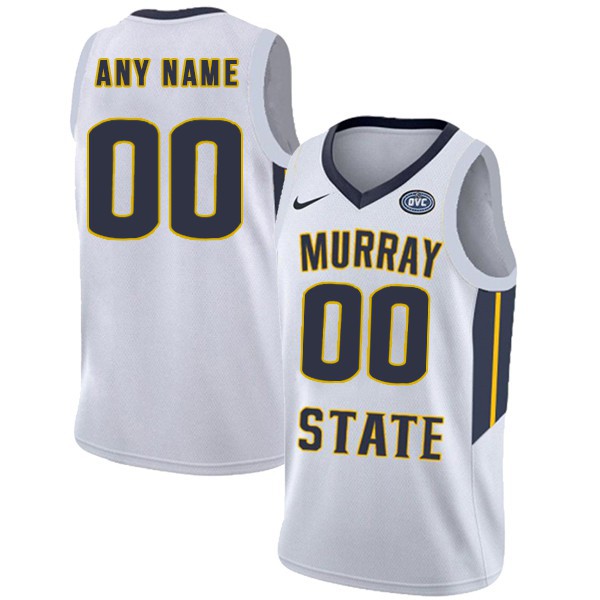 Men's Youth Murray State Racers Custom 2019-20 White College Basketball Game Jersey