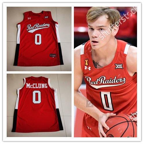 Mens Youth Texas Tech Red Raiders #0 Mac McClung 2020-21 Red College Basketball Game Jersey