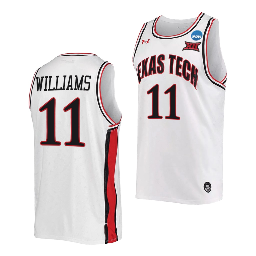 Mens Youth Texas Tech Red Raiders #11 Bryson Williams 2021 White Retro College Basketball Jersey