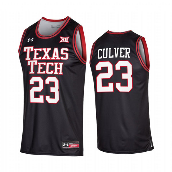 Mens Youth Texas Tech Red Raiders #23 Jarrett Culver 2021 Black Retro College Basketball Jersey