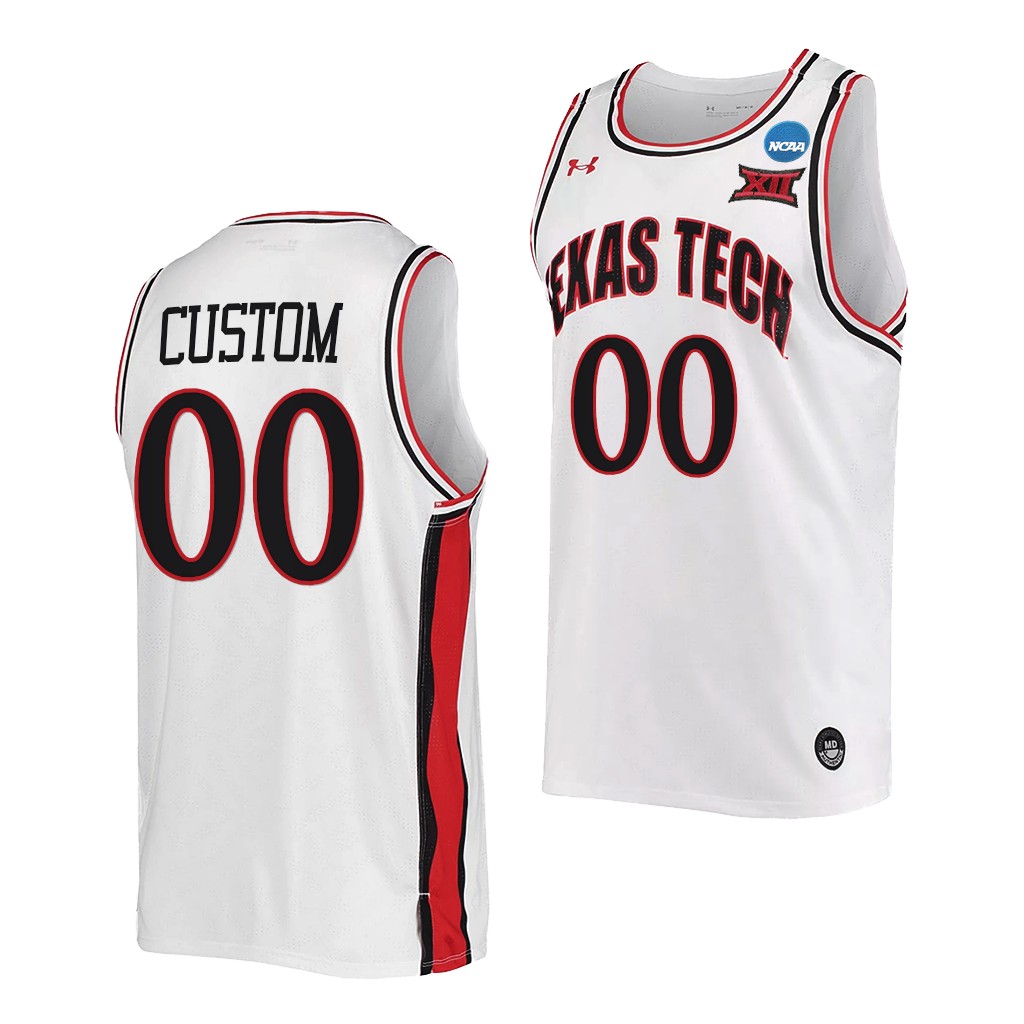 Mens Youth Texas Tech Red Raiders Custom 2021 White Retro College Basketball Jersey