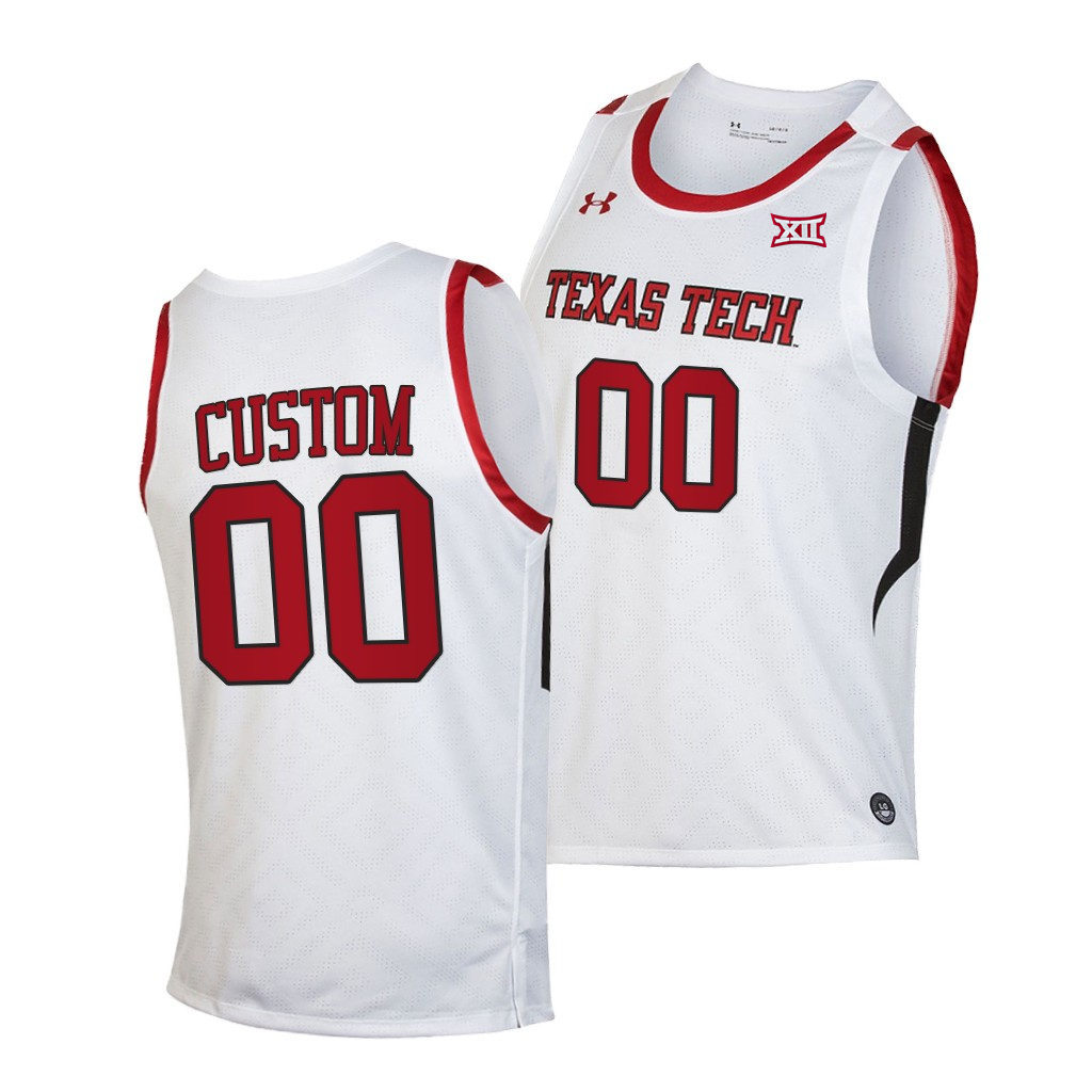 Mens Youth Texas Tech Red Raiders Custom 2019-20 White College Basketball Game Jersey