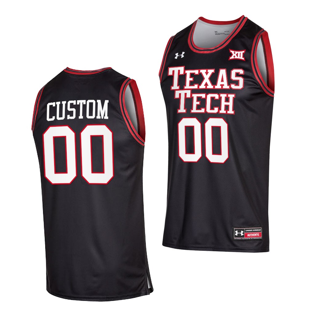 Mens Youth Texas Tech Red Raiders Custom 2021 Black Retro College Basketball Jersey