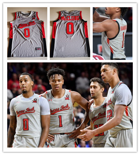 Mens Youth Texas Tech Red Raiders Custom 2020-21 Grey College Basketball Game Jersey