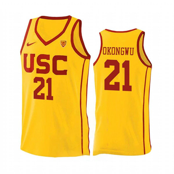 Mens USC Trojans #21 Onyeka Okongwu Nike Yellow Alternate College Basketball Jersey