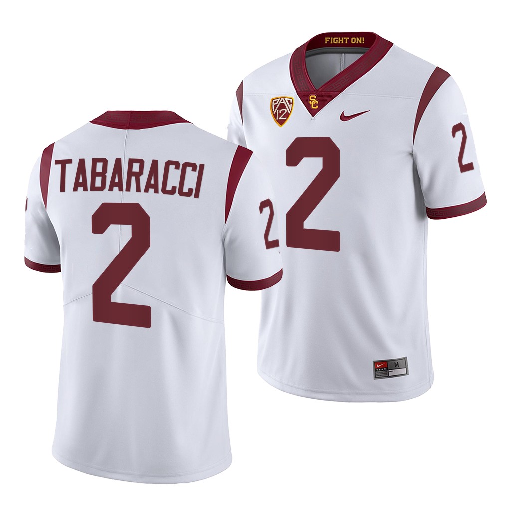 Mens USC Trojans #2 Carson Tabaracci Nike White Limited Football Performance Jersey