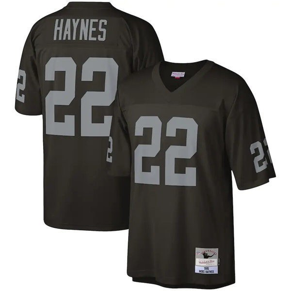 Mens Oakland Raiders #22 Mike Haynes Black Mitchell & Ness 1985 Legacy Throwback Jersey