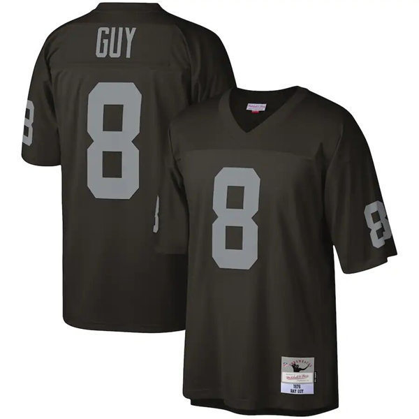 Mens Oakland Raiders #8 Ray Guy Black Mitchell & Ness 1976 Legacy Throwback Jersey