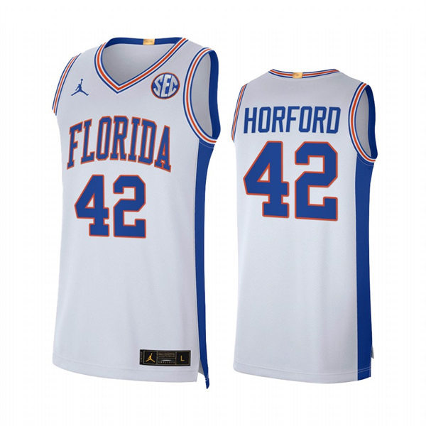 Men's Youth Florida Gators #42 Al Horford 2021-22 White Retro Florida College Basketball Jersey