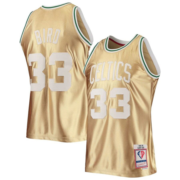 Men's Boston Celtics #33 Larry Bird Mitchell & Ness Gold 1985-86 Hardwood Classics Jersey