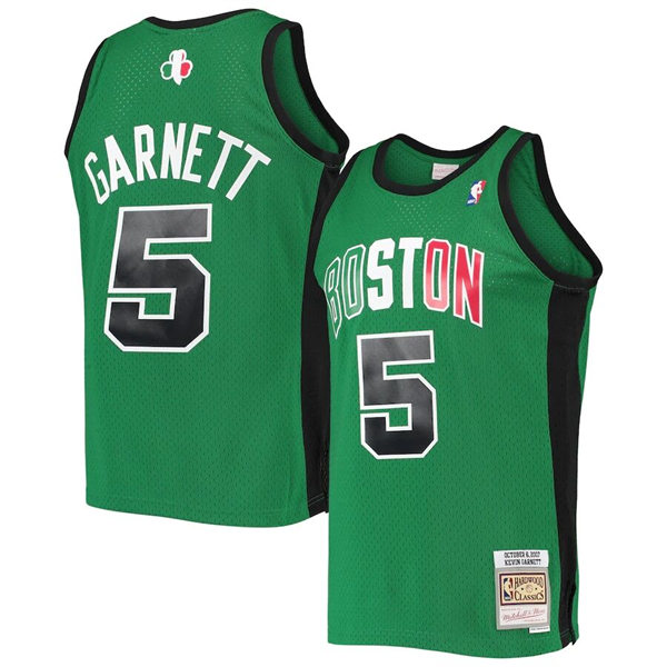 Men's Boston Celtics #5 Kevin Garnett Kelly Green 2007-08 Hardwood Classics Alternate Jersey