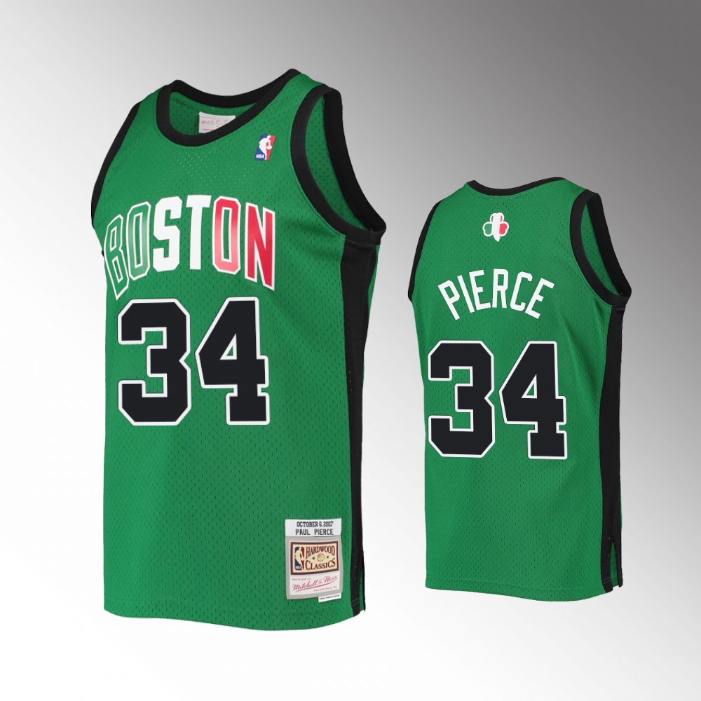 Men's Boston Celtics #34 Paul Pierce Kelly Green 2007-08 Hardwood Classics Alternate Jersey