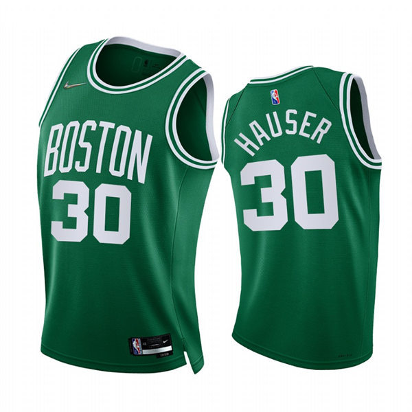 Mens Boston Celtics #30 Sam Hauser 2021-22 Kelly Green Diamond Badge Icon Edition Jersey
