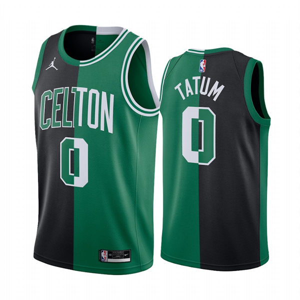 Mens Boston Celtics #0 Jayson Tatum Nike Black Green Split Edition Jersey