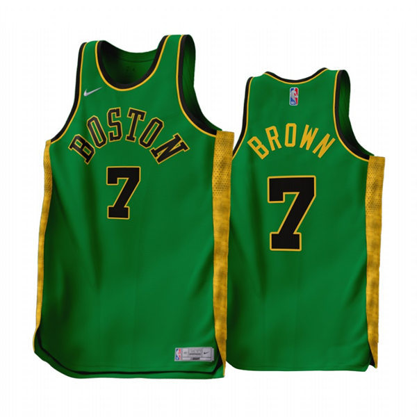 Mens Boston Celtics #7 Jaylen Brown Green 2022-23 Earned Edition Swingman Jersey