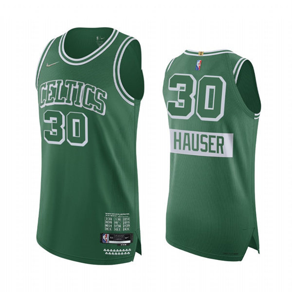 Mens Boston Celtics #30 Sam Hauser Kelly Green 2021-22 Boston City Edition Jersey