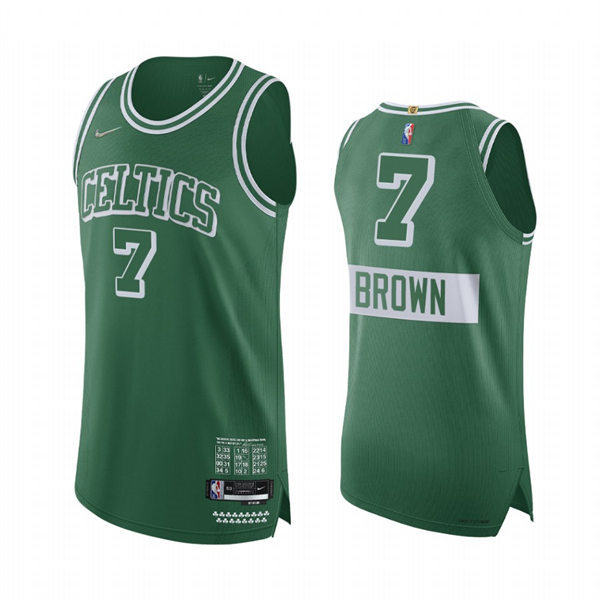 Mens Boston Celtics #7 Jaylen Brown Kelly Green 2021-22 Boston City Edition Jersey