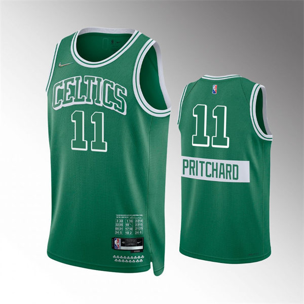 Mens Boston Celtics #11 Payton Pritchard Kelly Green 2021-22 Boston City Edition Jersey
