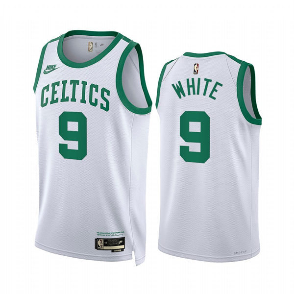 Mens Boston Celtics #9 Derrick White 2021-22 Classic Edition White Year Zero Jersey