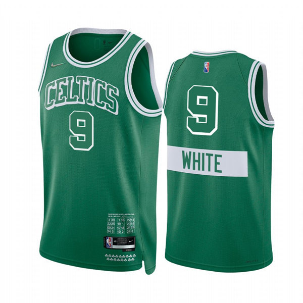 Mens Boston Celtics #9 Derrick White Kelly Green 2021-22 Boston City Edition Jersey