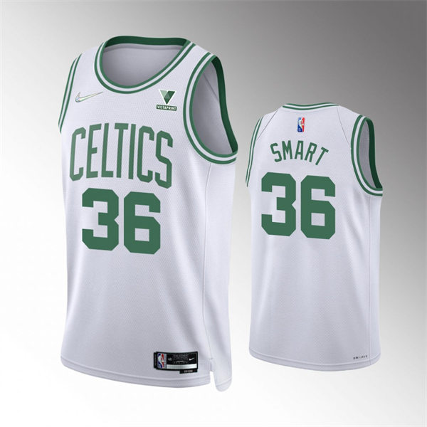 Mens Boston Celtics #36 Marcus Smart White 2021-22 Diamond Badge Association Edition Swingman Jersey