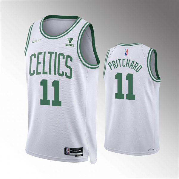 Mens Boston Celtics #11 Payton Pritchard White 2021-22 Diamond Badge Association Edition Swingman Jersey