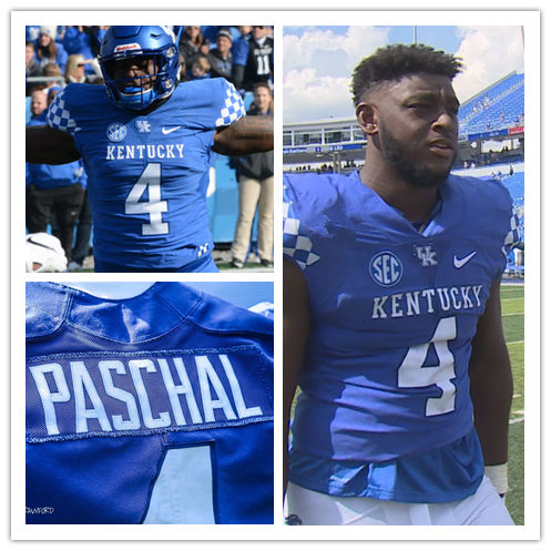 Men's Kentucky Wildcats #4 Josh Paschal Nike Royal College Football Game Jersey