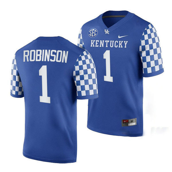 Men's Kentucky Wildcats #1 Wan'Dale Robinson Nike Royal College Football Game Jersey