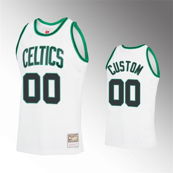 Mens Youth Boston Celtics Custom White Reload 2.0 Hardwood Classics Jersey
