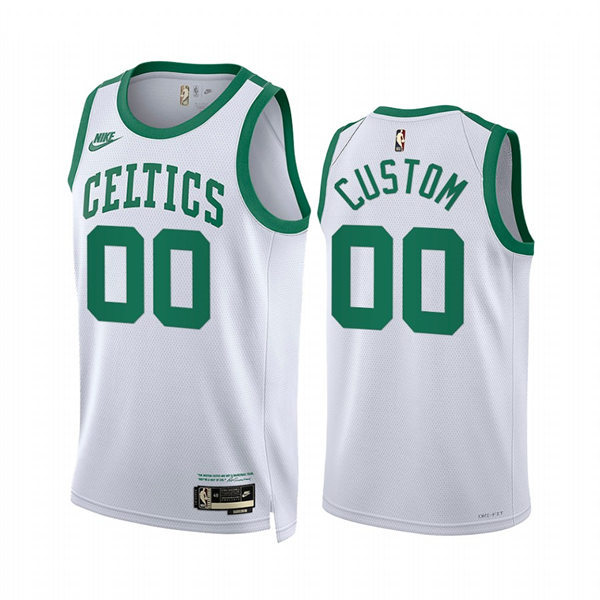 Mens Youth Boston Celtics Custom Nike 2021-22 Classic Edition White Year Zero Jersey
