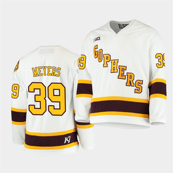 Mens Minnesota Golden Gophers #39 Ben Meyers White 2021 B1G Tournament Championship Throwback Jersey