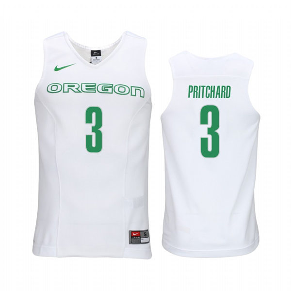 Men's Youth Oregon Ducks #3 Payton Pritchard 2020 White Green College Basketball Game Jersey