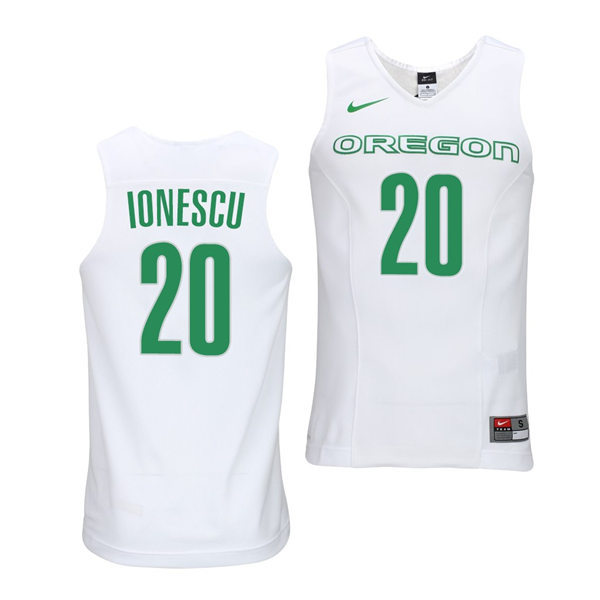 Men's Youth Oregon Ducks #20 Sabrina Ionescu 2020 White Green College Basketball Game Jersey