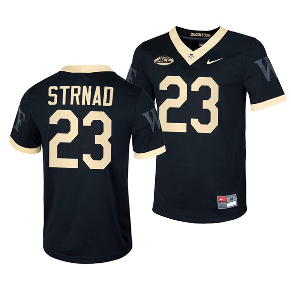 Mens Wake Forest Demon Deacons #23 Justin Strnad Nike Black College Football Game Jersey