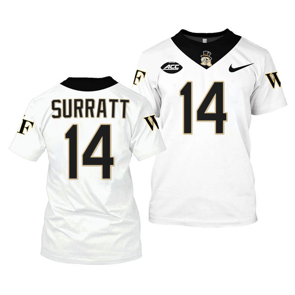 Mens Wake Forest Demon Deacons #14 Sage Surratt College Football Game Jersey Nike White